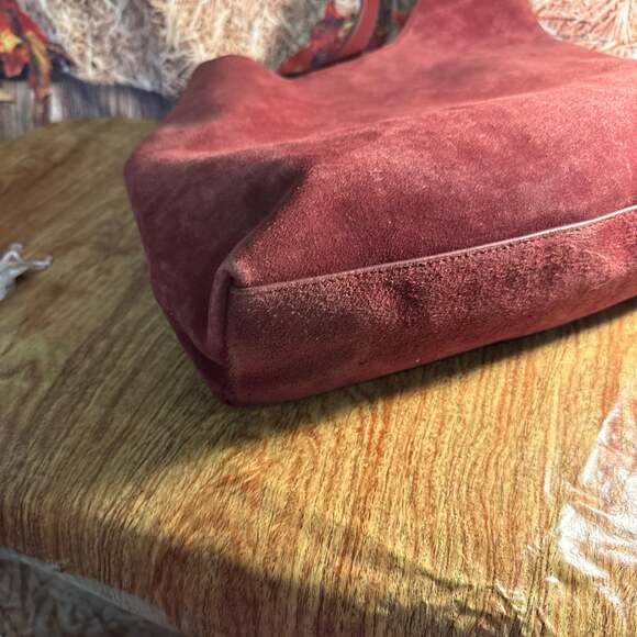 Real Suede Leather Hobo Bag: Tan Slouch Shoulder Tote - , - Picture 2 of 7